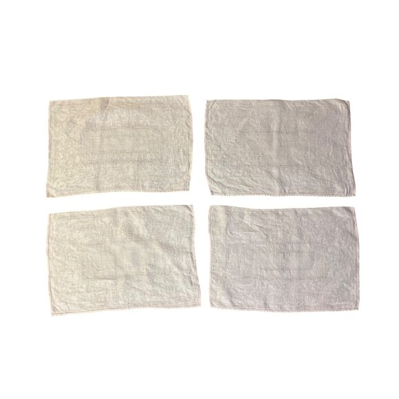 Vintage Linen Cutwork Embroidered Placemats Set of 4 Dusty Pink Used 14x13 - Picture 4 of 16